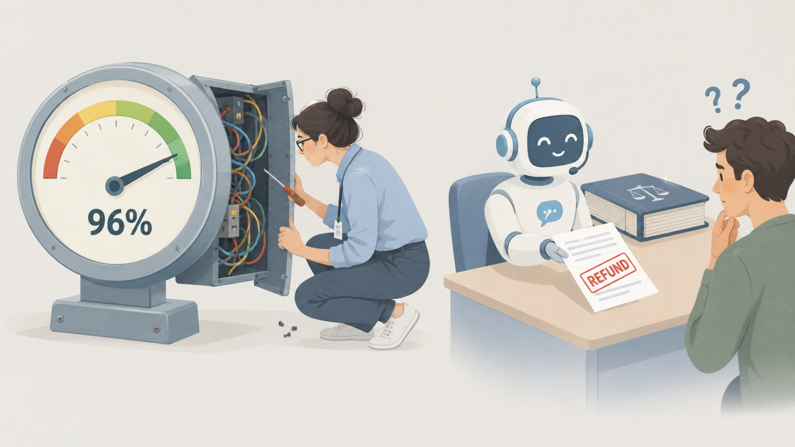 Рис. 1. Прибор показывает 96%, а ассистент в это время обещает клиенту то, чего нет в правилах